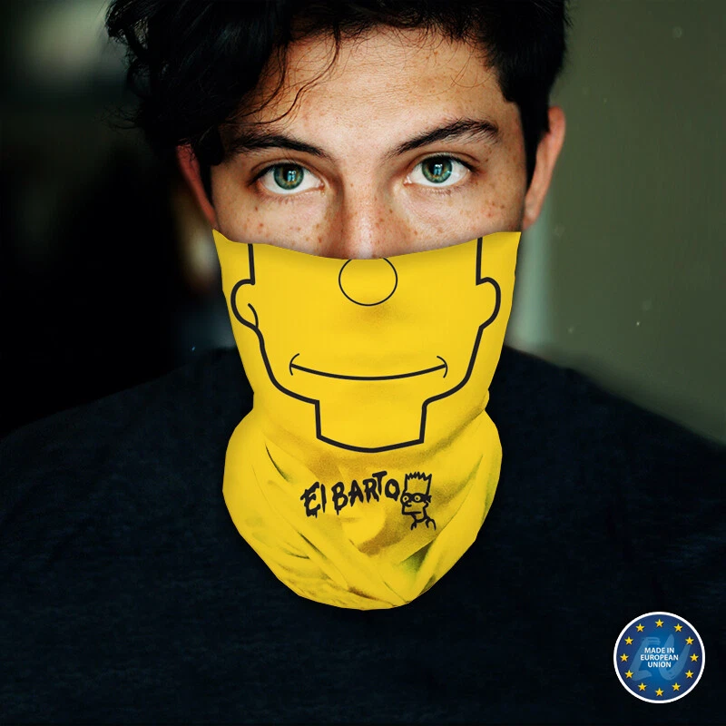 Washable Fabric Face Cover Neck Gaiter Unique Print Bart, The Simpons Inspired - Image 3 of 4