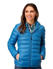 Roper Western Jacket Womens Quilted Zip Hood Teal 03-098-0693-6139 Bu