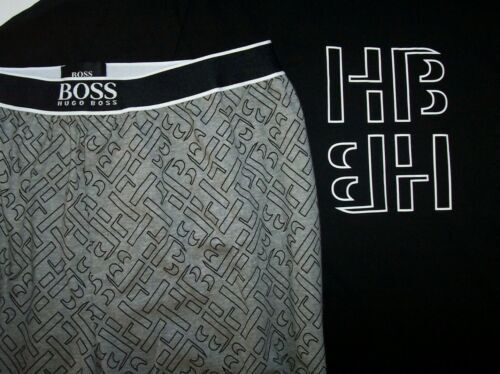 New Mens Hugo Boss Homewear Blue Urban 2-Pc Pajama Tee Shorts Set