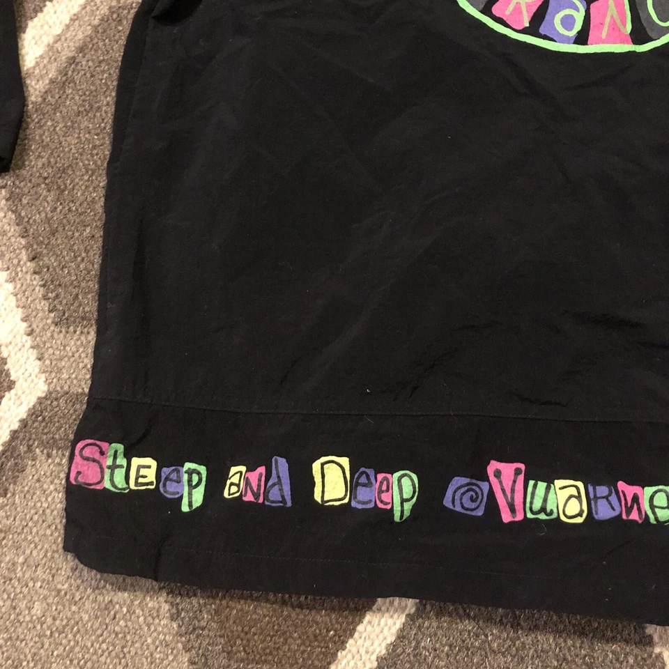 RARO VUARNET Francia Cremallera Completa Capucha Cortavientos De Colección Años 80 90 Negro DE GRAN TAMAÑO Grande Foto 2 de 4