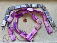 3 Strands Blue Purple Mother Of Pearl Flat Rectangular Beads MOP Lot 20x30mm