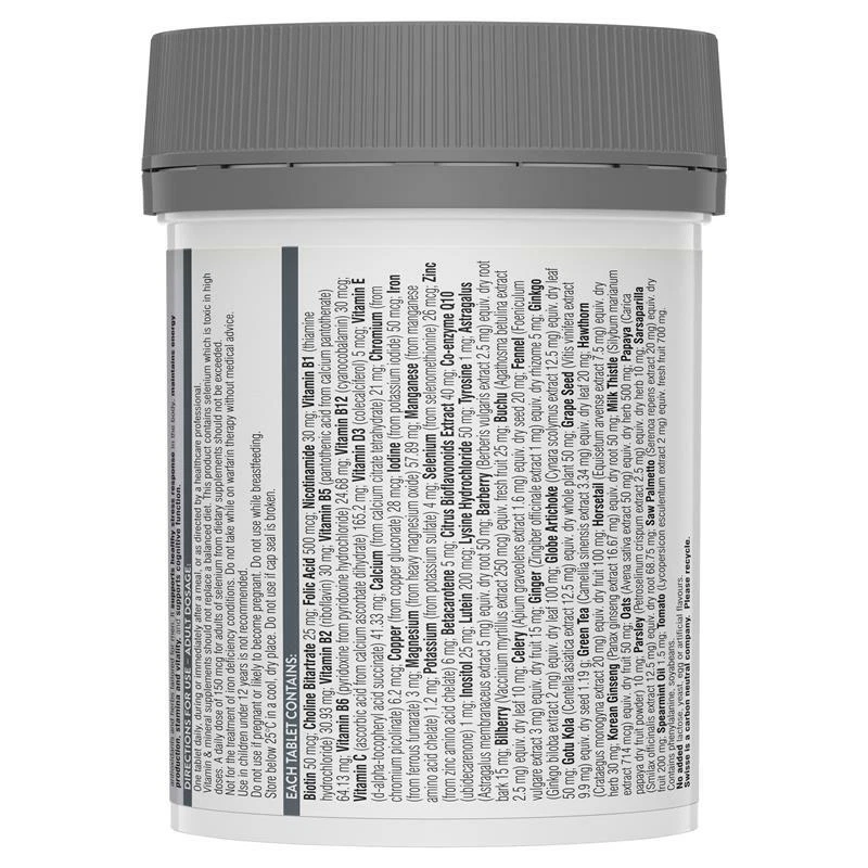 Swisse Ultivite Hombre Multivitamínico Apoyo Energético, Cognitivo e Inmune 30 Comprimidos Foto 4 de 4