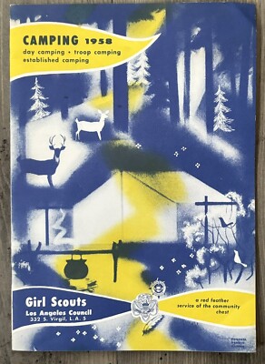 GIRL SCOUTS VINTAGE 1958 CAMPING BOOKLET WITH ORIGINAL REGISTRATION CARDS