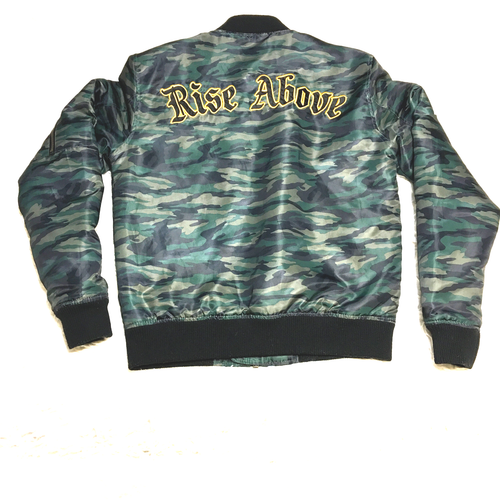 Forever 21 Mens Multicolor Full Zip Rise Above Cameo Bomber Jacket Size Xs Ebay