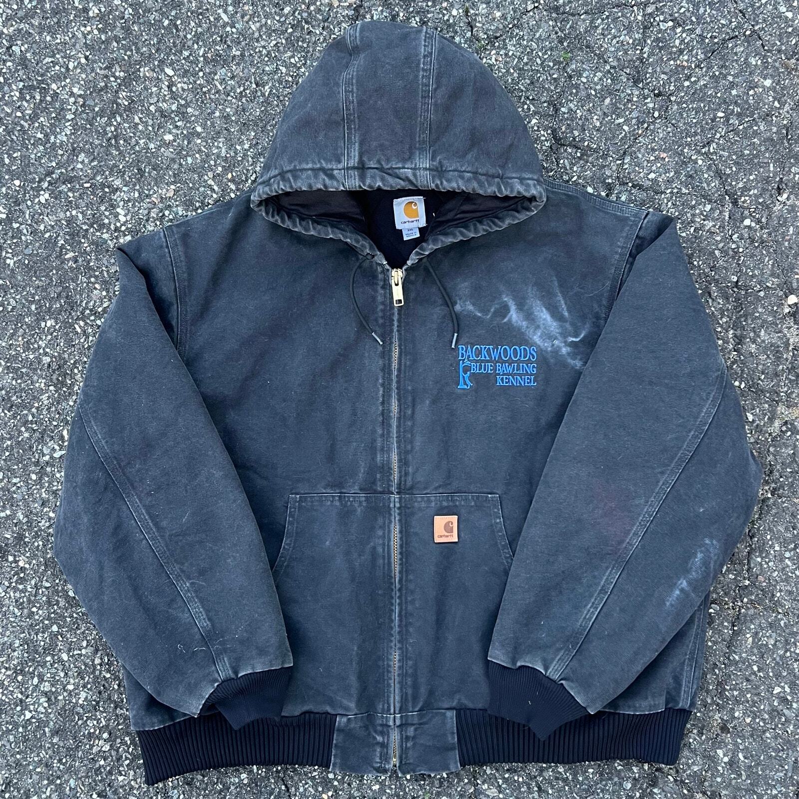 Vintage Y2K Carhartt J130 Black Hooded Work Jacket