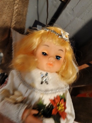 VINTAGE WEIHNACHTEN ENGEL GESCHIRR SEIFENFLASCHE KITSCHIG WEISS KLEID FLÜGEL HANDGEMACHT 12" - Bild 14 von 19