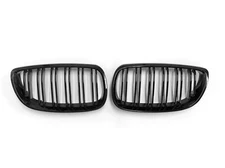 Pair Gloss Blackout Black Dual Slats Grill Grille Fit 06-09 BMW E92 E93 3-Series