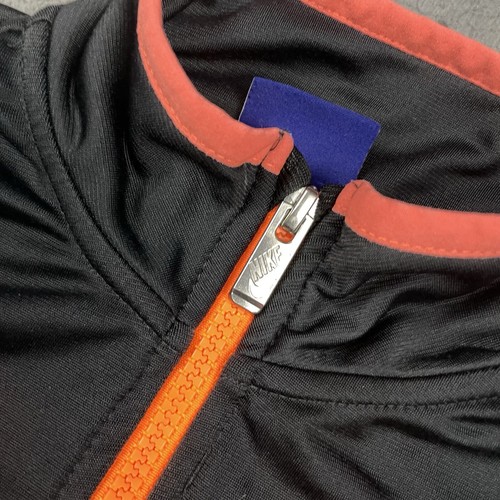 Nike Jacket Youth 7/L Black Zip Up Track Sweatshirt Spell Out Neon Swoosh Orange - Picture 6 of 12
