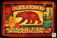 *BEAR PAW LODGE* MADE IN USA! METAL SIGN 8X12 WELCOME MOUNTAINS LOG CABIN RUSTIC