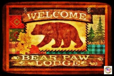 *WELCOME TO OUR CABIN* MADE IN USA METAL SIGN 8X12 RUSTIC BEAR LOG FURNITURE