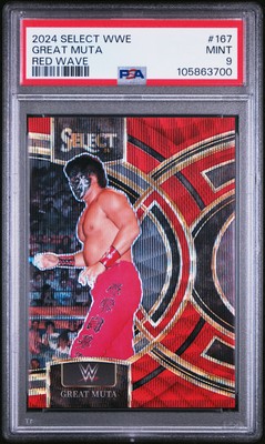 2024 Panini Select WWE Great Muta #167 Red Wave Parallel 76/99 Mint PSA 9