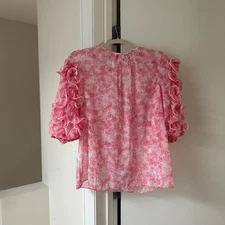 Pink Floral Ruffle Sleeve Blouse – Romantic & Bold 