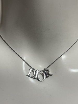 アクセサリー Dior Silver necklace used Vtg Christian Dior by John Galliano Silver Logo Letter Charm