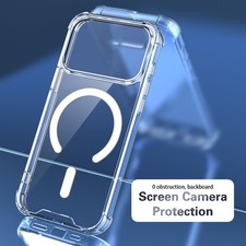 For iPhone 18 17 16 15 14 13 12 11 Pro Max Case Clear Magsafe Shockproof Cover