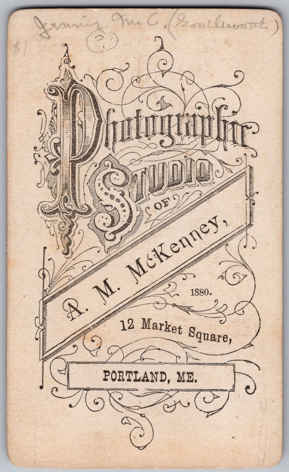 Antique CDV Circa 1870s A.M. McKenney Cute Child In Dress Portland Maine — additional view