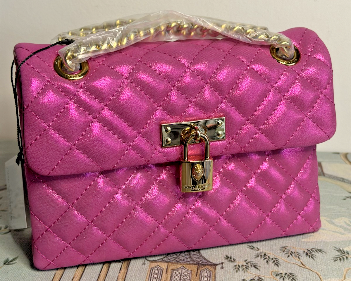 Kurt Geiger Mini Brixton Bag Fuchsia Iridescent Suede Leather NWT RRP£199 Free🚚