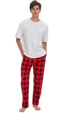 Mens Cotton Pajama Pants Sleep Lounge PJ Pants for Men Cotton Sleepwear