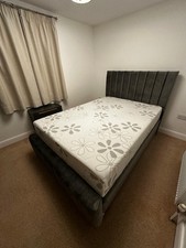 Plush Velvet Upholstered Ottoman Divan GasLift Storage Double Head/Foot Board