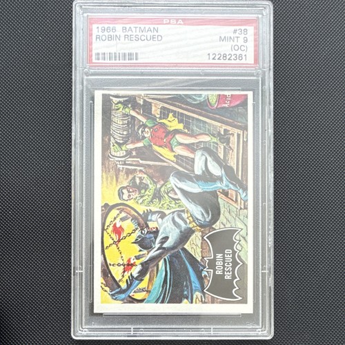 1966 Topps Batman Black Bat #38 Robin Rescued — PSA 9 (OC)