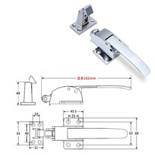 Adjustable Latch Spring Loaded Walk In Freezer Cooler Door Handle Grip Hardware