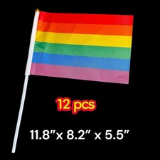 12pcs RAINBOW Gay Pride Mini Stick Flags - LGBTQ