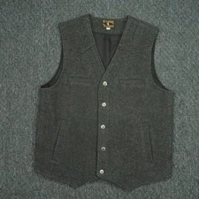 Wyoming Traders Vest Mens Medium Gray Virgin Wool Pockets Western