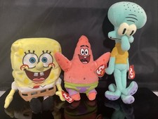 Spongebob, Patrick, & Squidward - Beanie Babies - Non-Mint Tags - Cute Plush