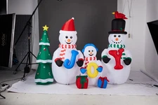 LEADZM 8FT Lighted Christmas Inflatable Decoration, Inflatable Snowman Family
