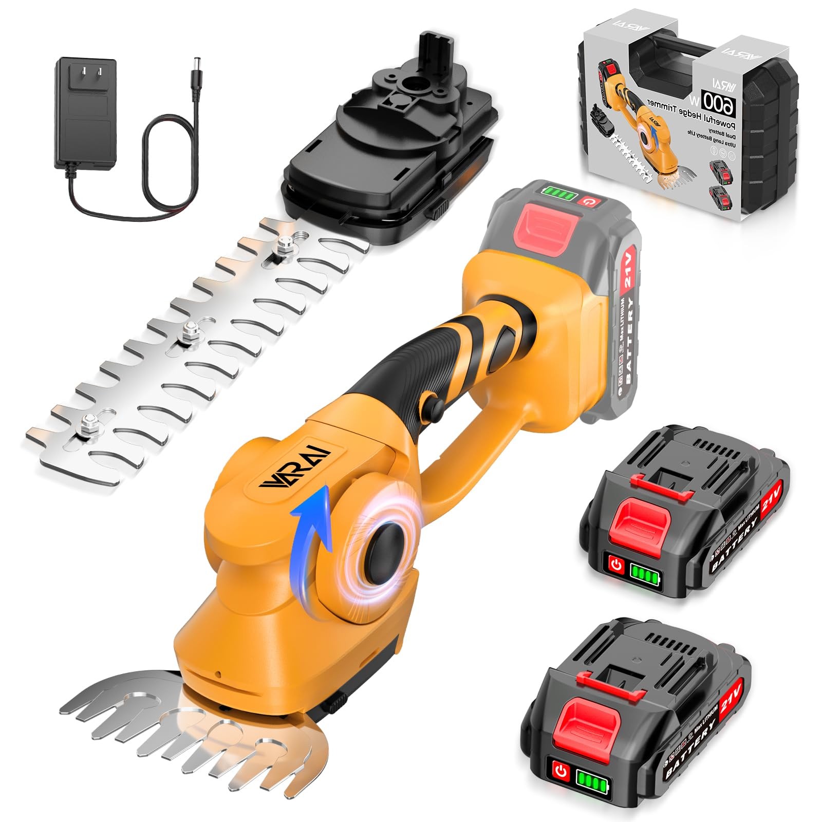 Cordless Hedge Trimmer, 2-in-1 Hedge Trimmer, Ultra Long Bat