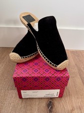 Tory Burch Women's Max Espadrille Slide/Mules, Natural Black Suede Size 10