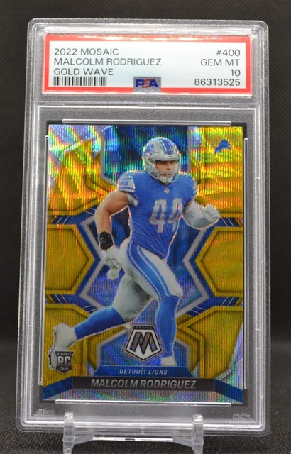 2022 Panini Mosaic MALCOLM RODRIGUEZ SP GOLD WAVE Prizm /17 PSA 10 Rookie #400