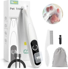 Dog Grooming Kit with LED Display, 35Db Ultra-Low Noise Dog Paw Trimmer, Cordles