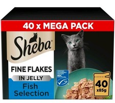 SHEBA - Adult Wet Cat Food Pouches - 40 X 85 G - Fish - Bulk Cat Food Megapack - 7.85 per kilo