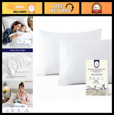 Luxury 1000 Thread Count Egyptian Cotton King Pillowcases - Set of 2, White, Sof