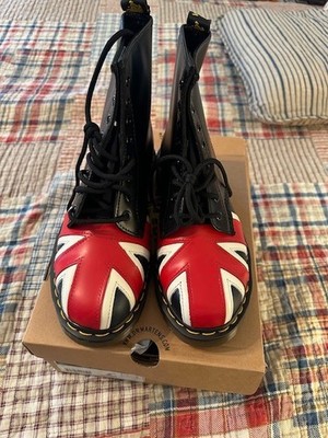 Dr. Martens Air Wair Black Noir US Women 9 Black Union Jack and Eye Boots NWB