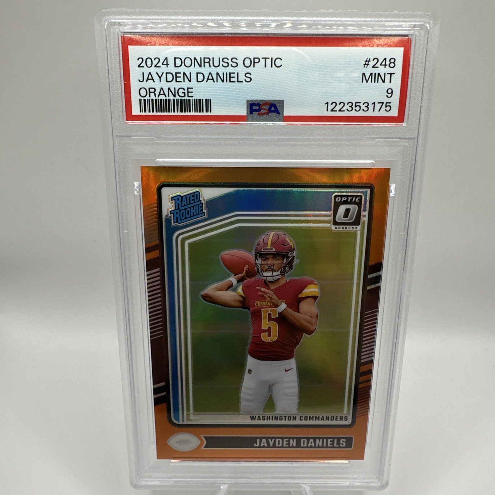 2024 Panini Donruss Optic Orange #248 Jayden Daniels /249 RC Rookie PSA 9