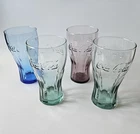 Vintage Libbey Coca Cola Drinking Glasses Green Blue Purple 6” Set of 4