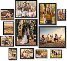Set of 12 Black Photo Frames Multiple Pictures, Family Multi Photo Frames for Wa