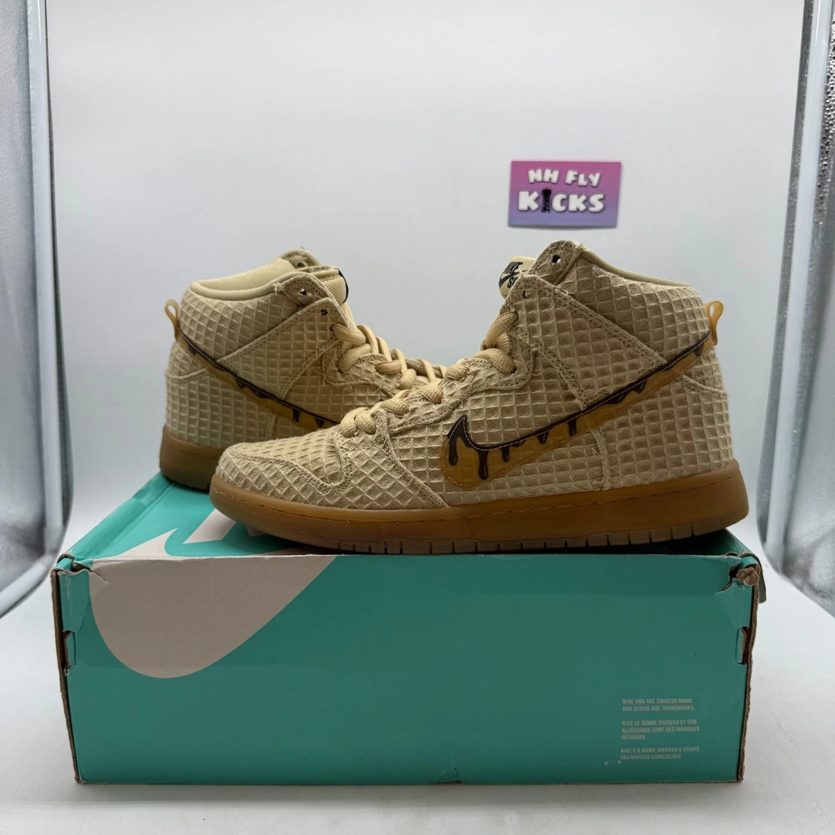 Nike Dunk High Premium SB Waffle Gold Star Brown 313171-722 Mens 9.5 Nike SB Dunk Premium Hemp High Waffle for Sale  main image 2