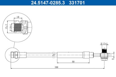 Bremsschlauch ATE 24.5147-0285.3 M12x1 für SKODA OCTAVIA 3 Combi 5E5 5E6 5E3 NL3