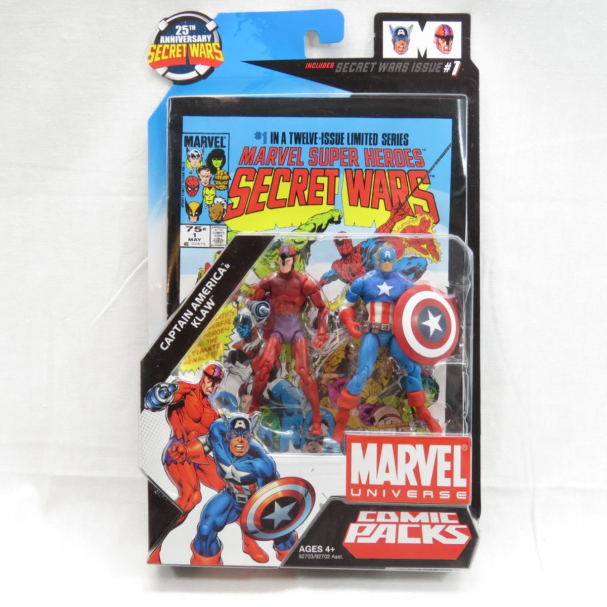 Marvel Universe Secret Wars - Confezione Da 2 Figure: Capitan America E Klaw Con Fumetto In Edizione Speciale