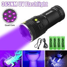 160W 365nm UV LED Flashlight Light Ultraviolet BlackLight Torch USB Charging USA