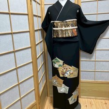 7174 Japanese Tomesode Kimono Vintage Womens Silk Fabric Robe Kimono only sold
