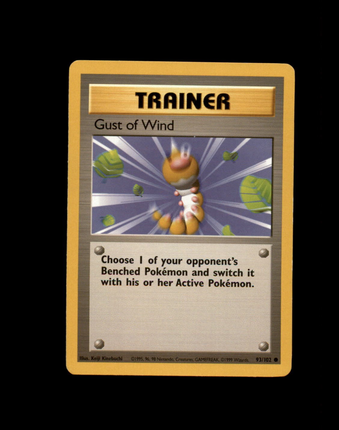 Gust of Wind 93/102 Common Base Set Unlimited Pokemon Moderately Played