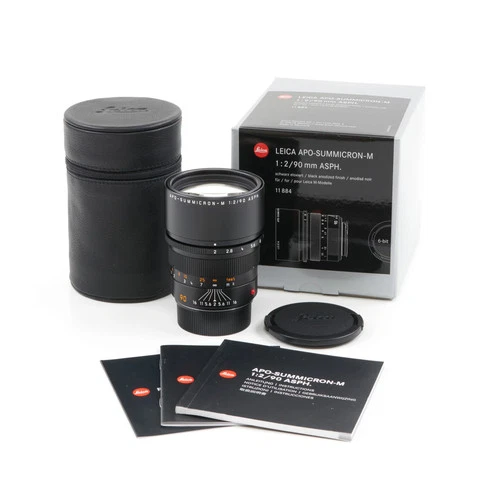 LEICA 90MM F2 APO-SUMMICRON-M ASPH BLACK 6-BIT + BOX 11884 #5301