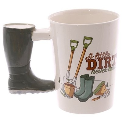 Puckator Happy Garten Welly-Griff Keramikbecher Tasse 400ml 1-teilig Geschenk
