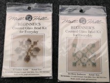 Mill Hill Glass Bead Kit Lot of 2 Cross Stitch Golden Acorn and Misty SeaBreeze