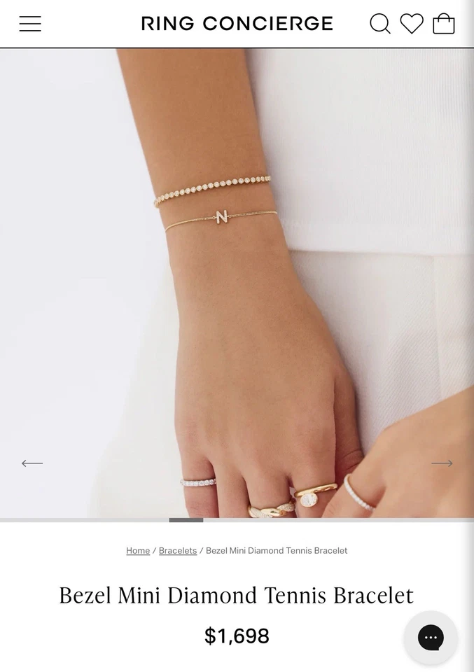 Anillo Concierge Mini Bisel Diamante Tenis Brazalete 14K Amarillo - ¡Nuevo con Etiquetas! Foto 2 de 4