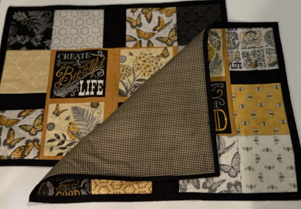 “Bees and Butterflies” Inspirational Table Placemats Yellow/Black/White ~15”x20” - Image 4 of 4