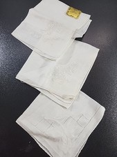 Vintage Dainty White Linen Hankie with Lace Trim Wedding Set Of 3